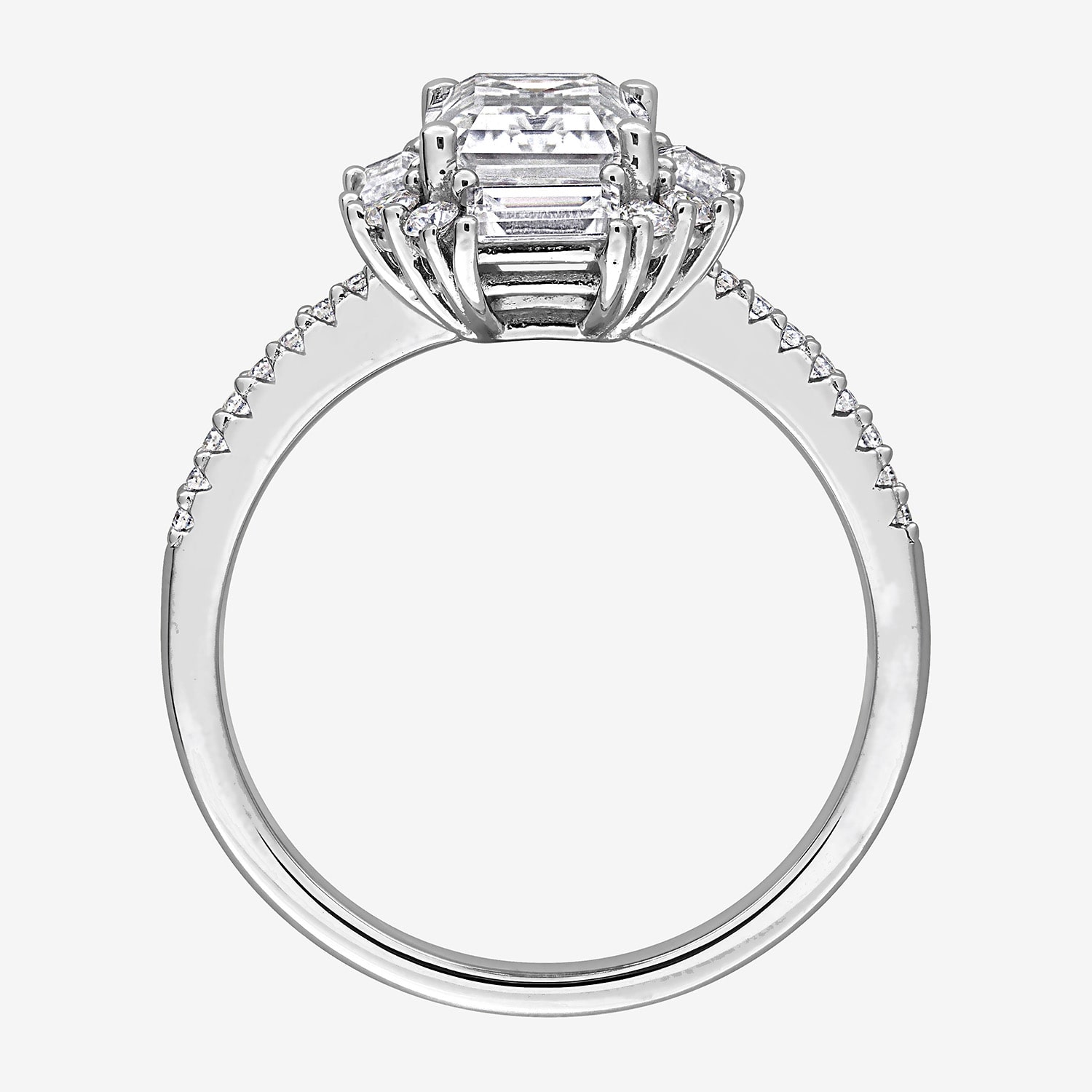 Womens Lab Created White Moissanite Sterling Silver Cocktail Ring