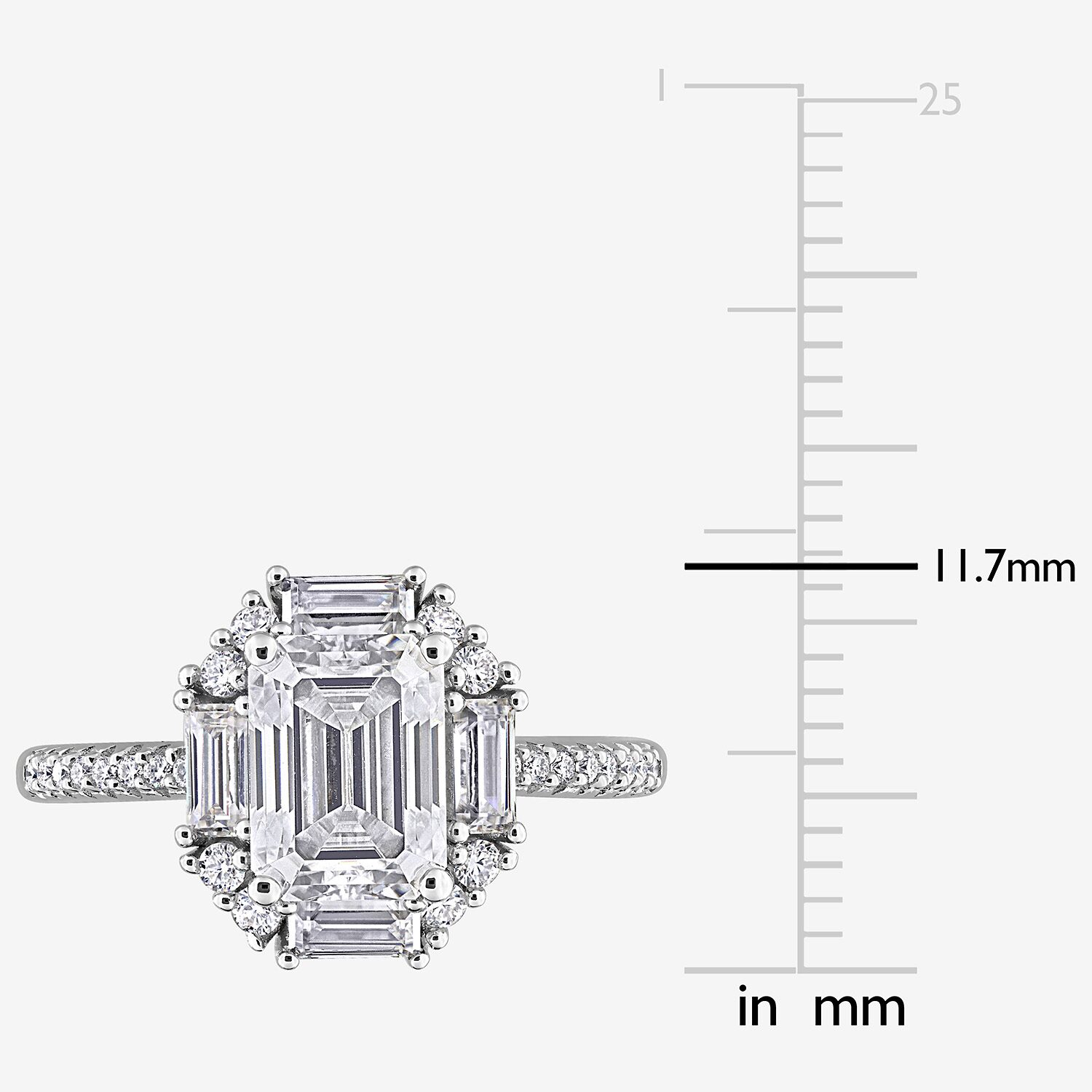 Womens Lab Created White Moissanite Sterling Silver Cocktail Ring