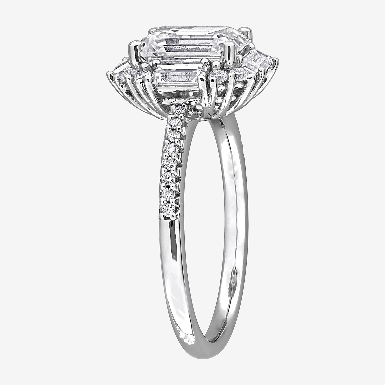 Womens Lab Created White Moissanite Sterling Silver Cocktail Ring