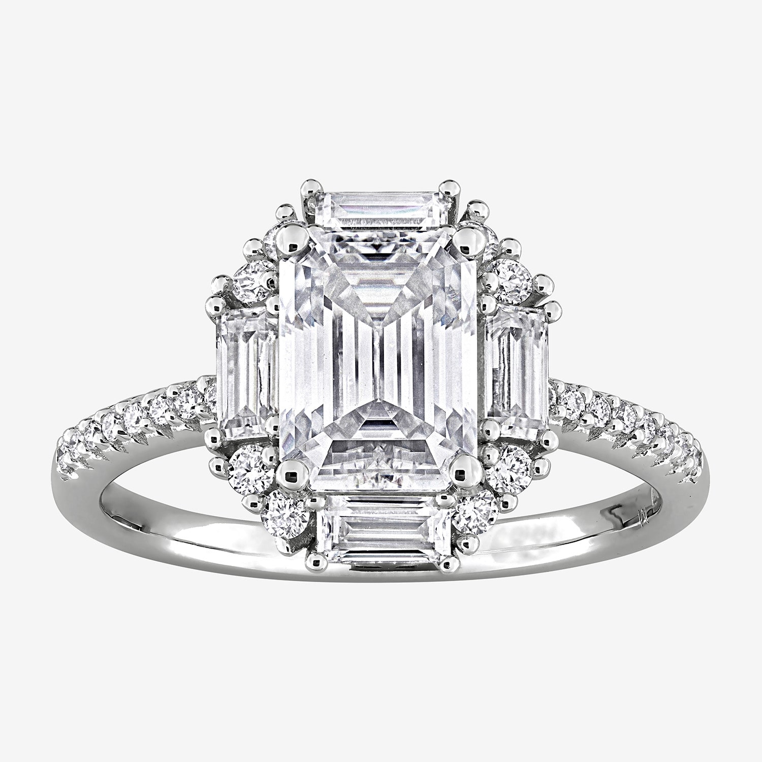 Womens Lab Created White Moissanite Sterling Silver Cocktail Ring
