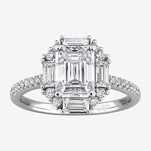 Womens Lab Created White Moissanite Sterling Silver Cocktail Ring, 7, White