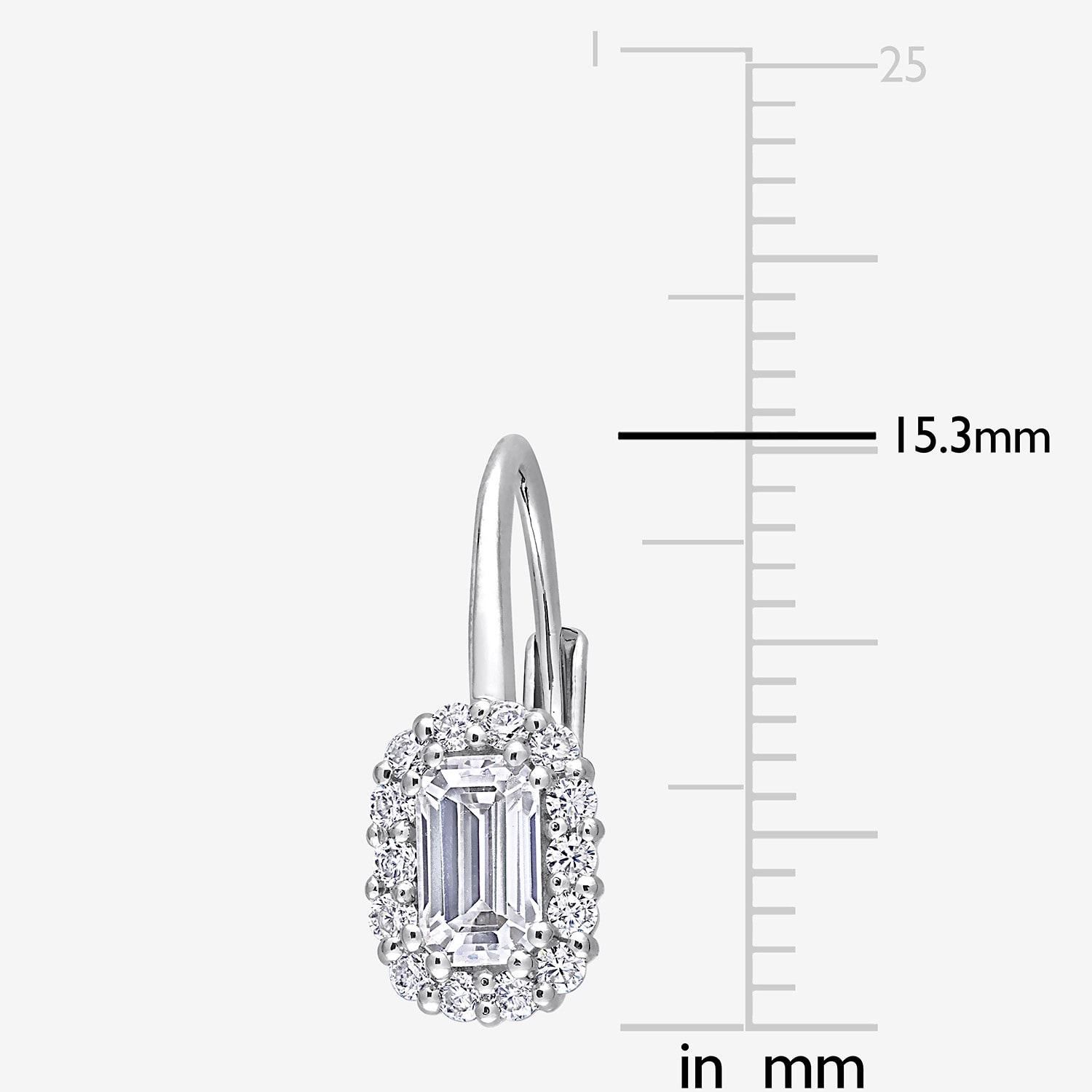 Womens Lab Created White Moissanite Sterling Silver 15.3mm Hoop Earrings