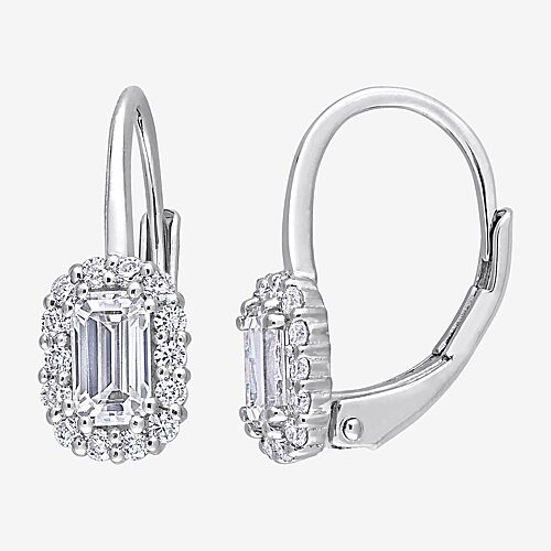 Womens Lab Created White Moissanite Sterling Silver 15.3mm Hoop Earrings, One Size, White