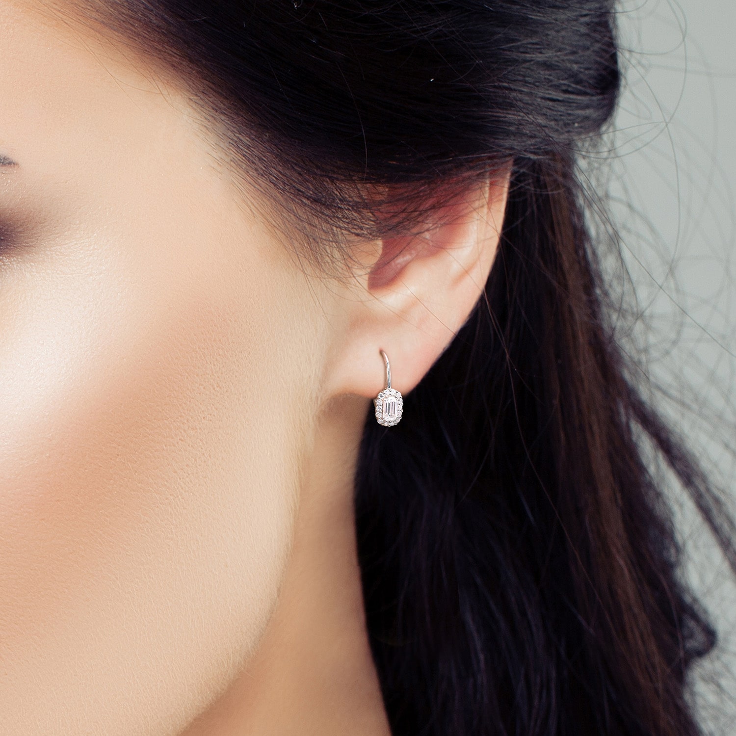 Womens Lab Created White Moissanite Sterling Silver 15.3mm Hoop Earrings