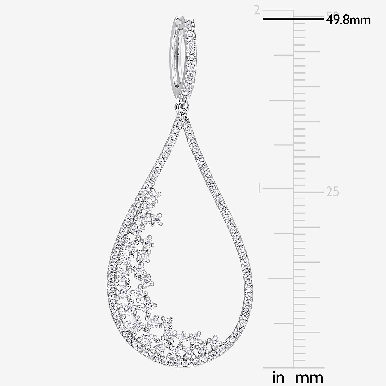 Womens Lab Created White Moissanite Sterling Silver 49.8mm Hoop Earrings