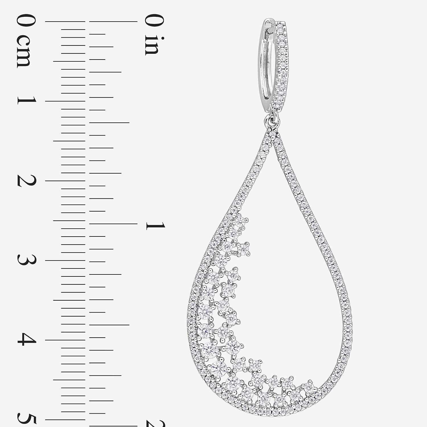 Womens Lab Created White Moissanite Sterling Silver 49.8mm Hoop Earrings