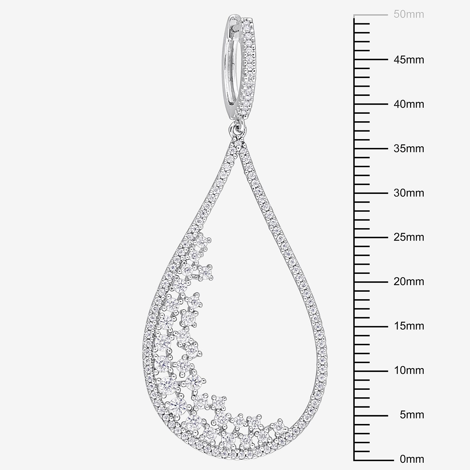 Womens Lab Created White Moissanite Sterling Silver 49.8mm Hoop Earrings
