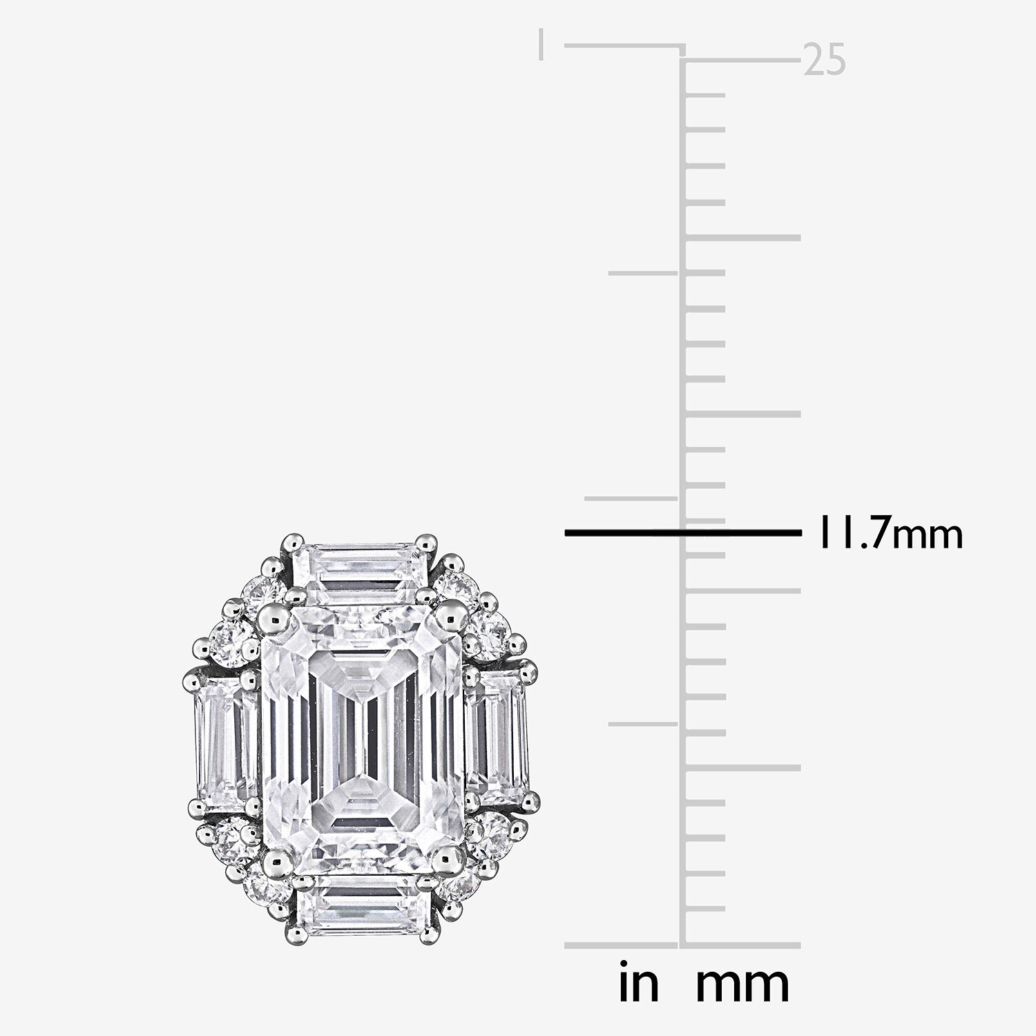 Lab Created White Moissanite Sterling Silver 11.7mm Stud Earrings