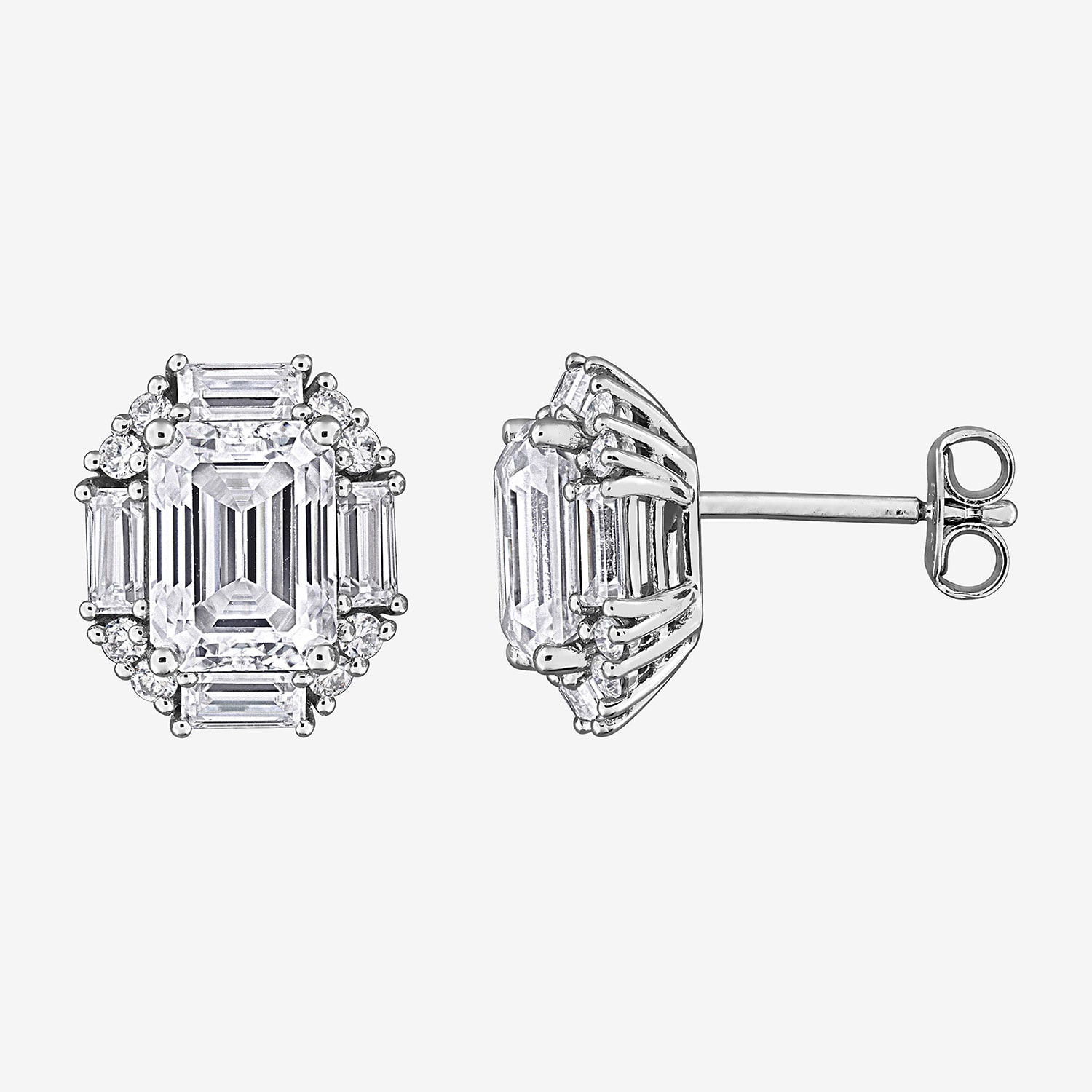 Lab Created White Moissanite Sterling Silver 11.7mm Stud Earrings