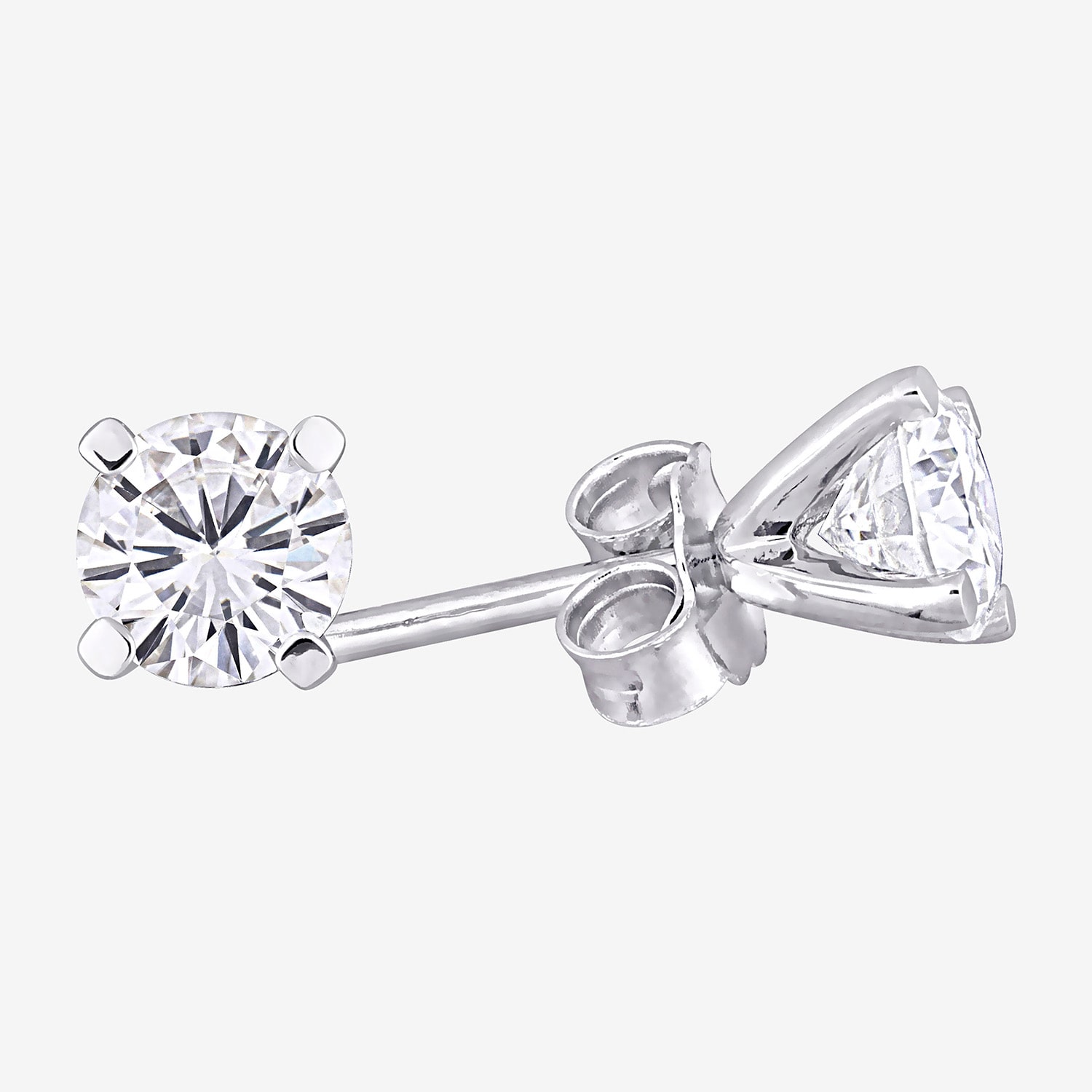 Lab Created White Moissanite Sterling Silver 4.9mm Round Stud Earrings