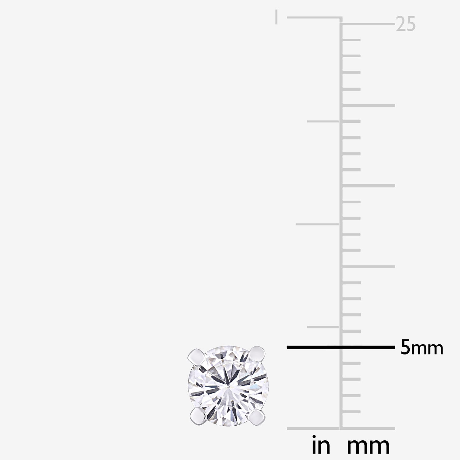 Lab Created White Moissanite Sterling Silver 4.9mm Round Stud Earrings