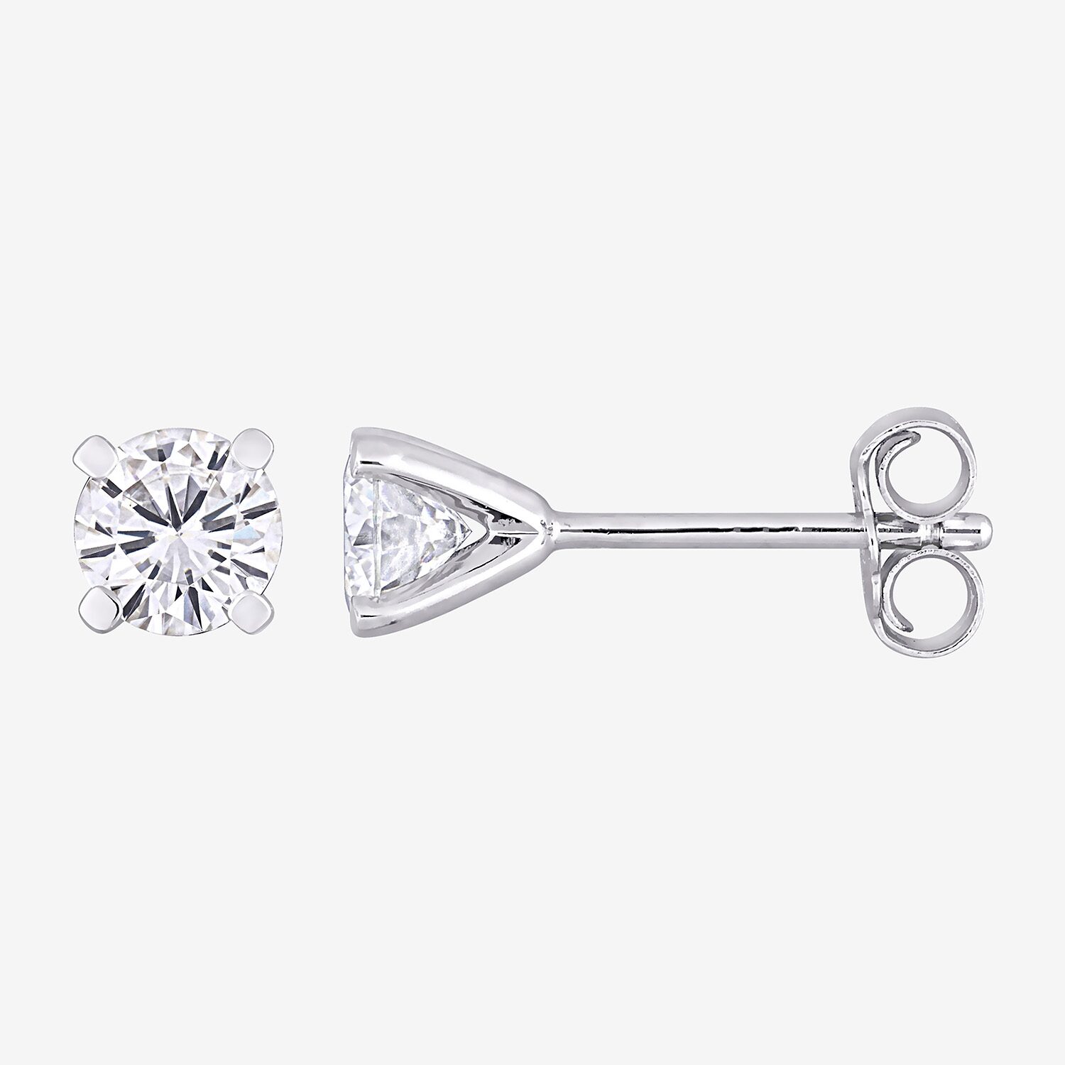 Lab Created White Moissanite Sterling Silver 4.9mm Round Stud Earrings