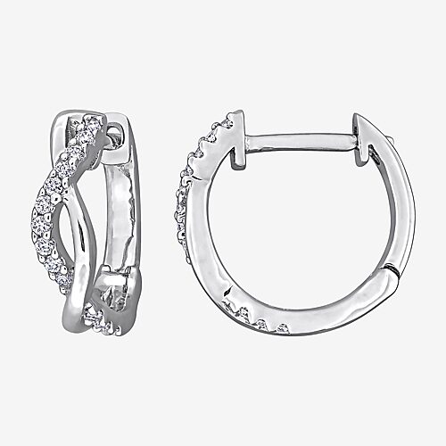 Womens Lab Created White Moissanite Sterling Silver 13mm Hoop Earrings, One Size, White