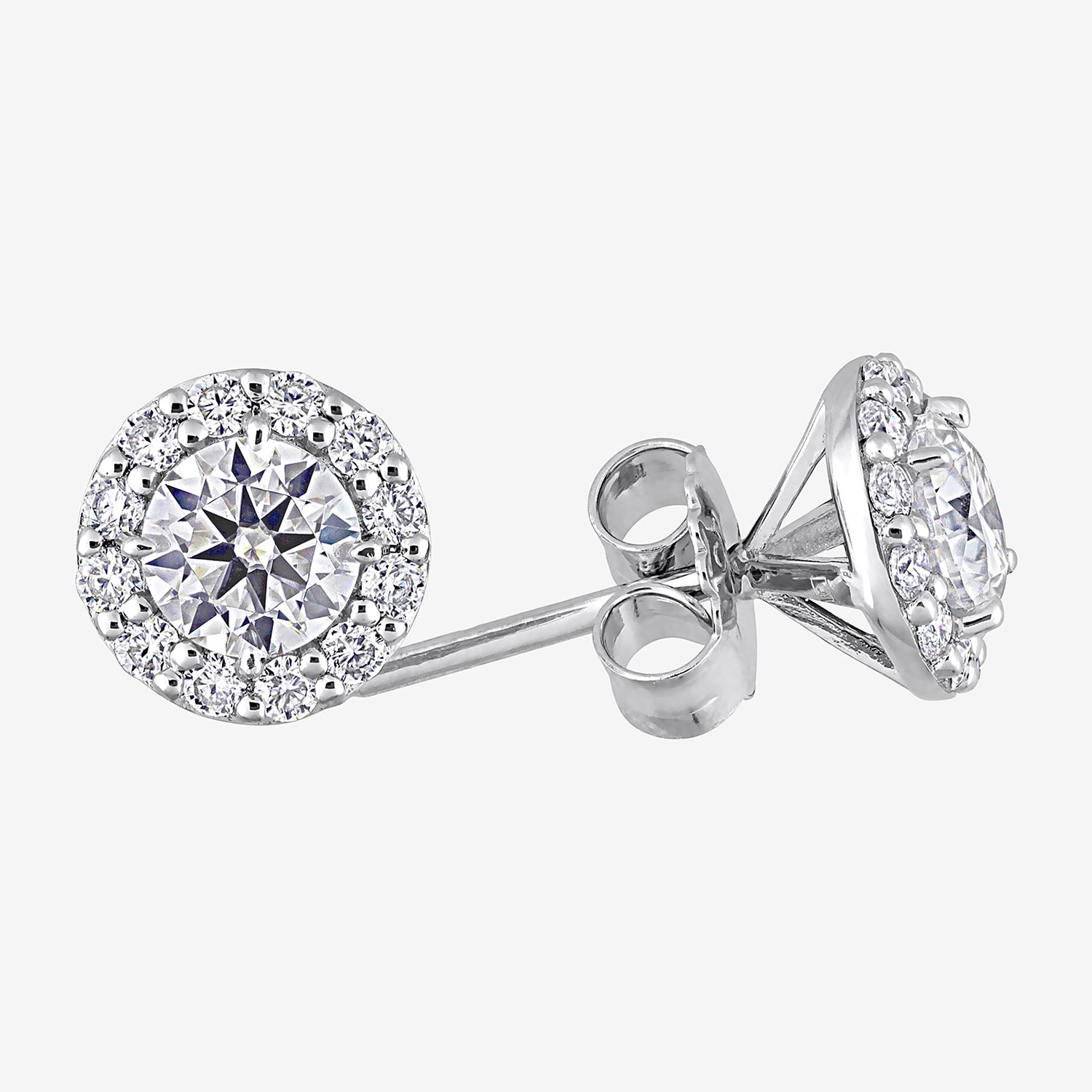 Lab Created White Moissanite Sterling Silver 8.1mm Round Stud Earrings