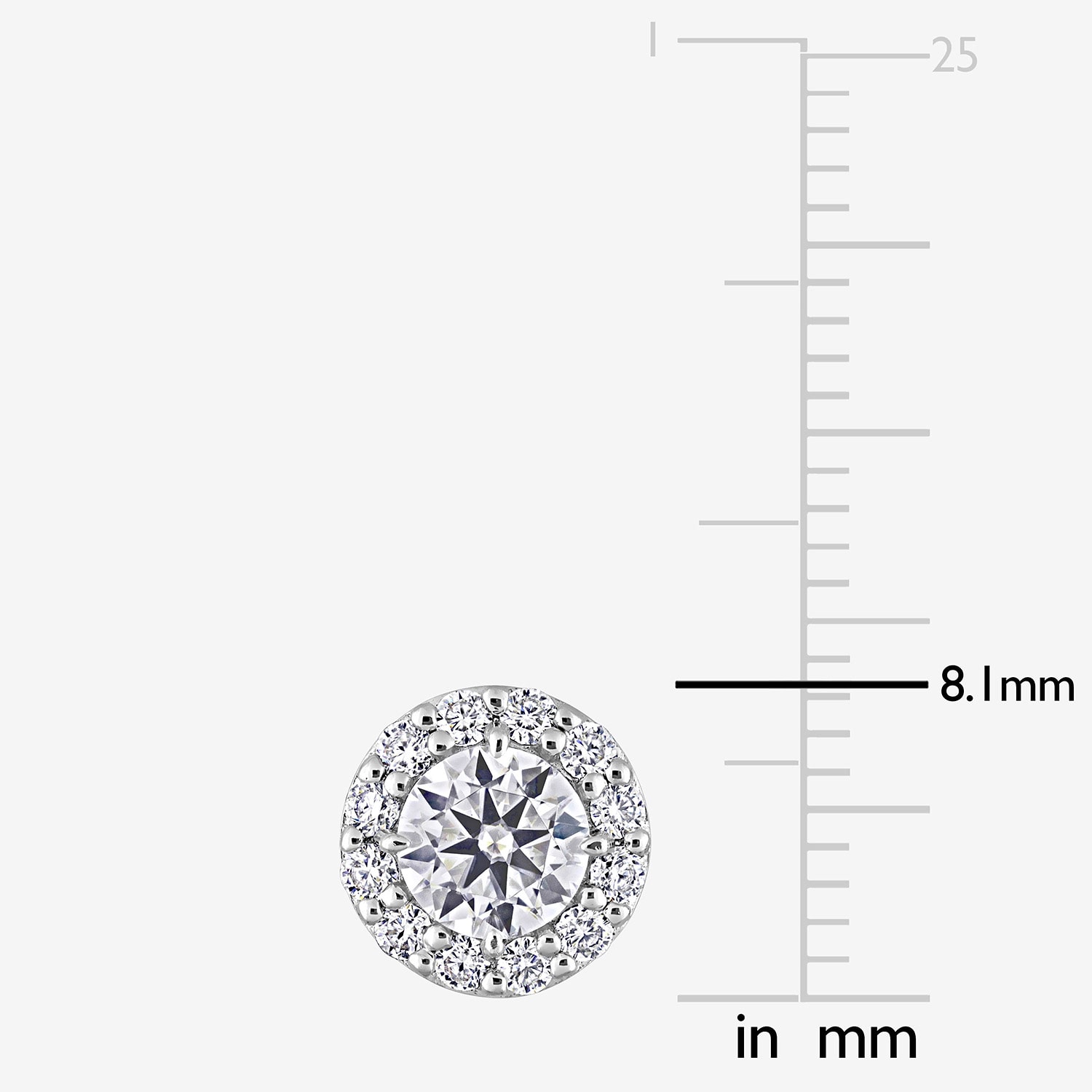 Lab Created White Moissanite Sterling Silver 8.1mm Round Stud Earrings