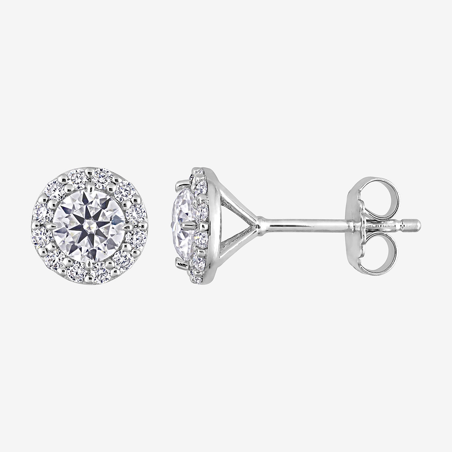 Lab Created White Moissanite Sterling Silver 8.1mm Round Stud Earrings