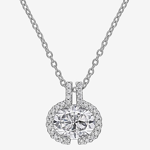 Womens Lab Created White Moissanite Sterling Silver 17 Inch Pendant Necklace, One Size, White