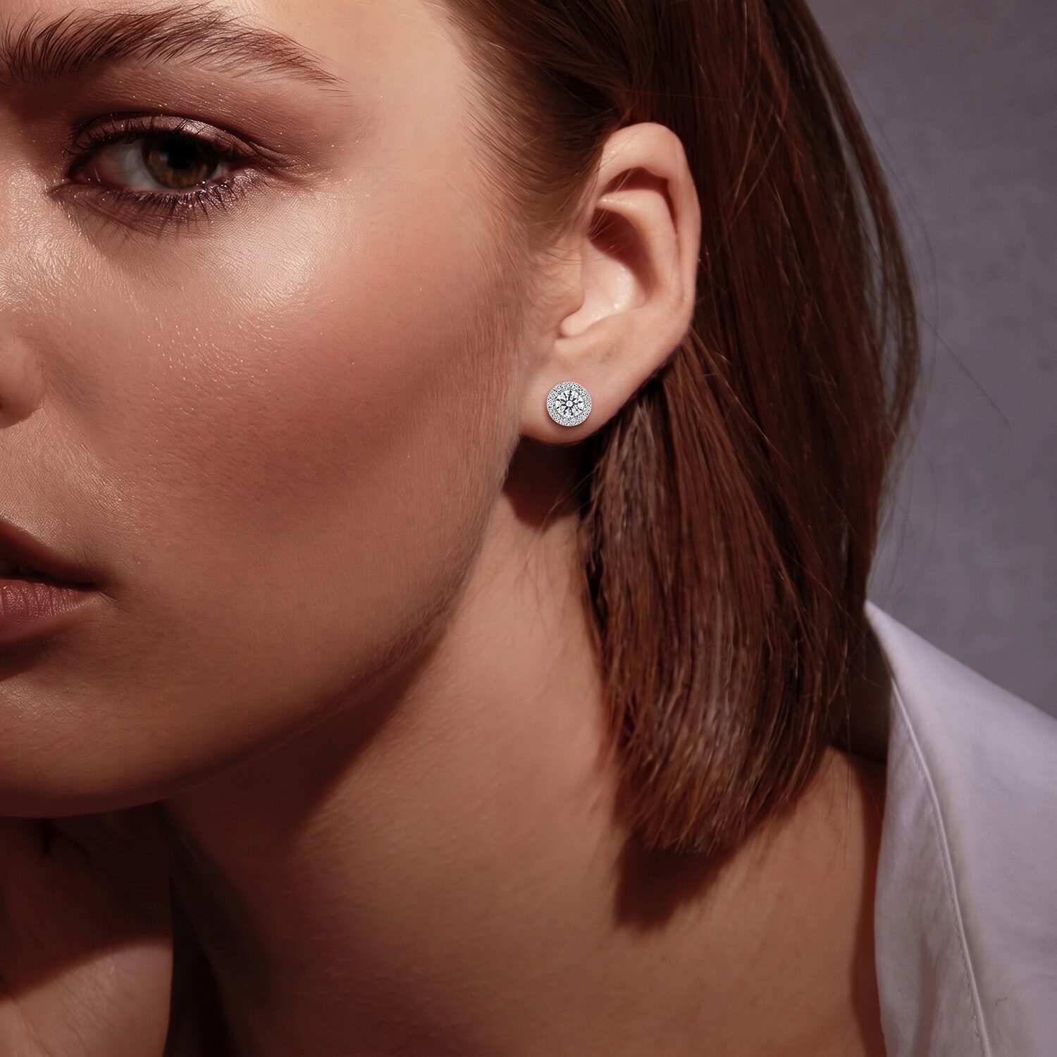 Lab Created White Moissanite Sterling Silver 8.1mm Round Stud Earrings