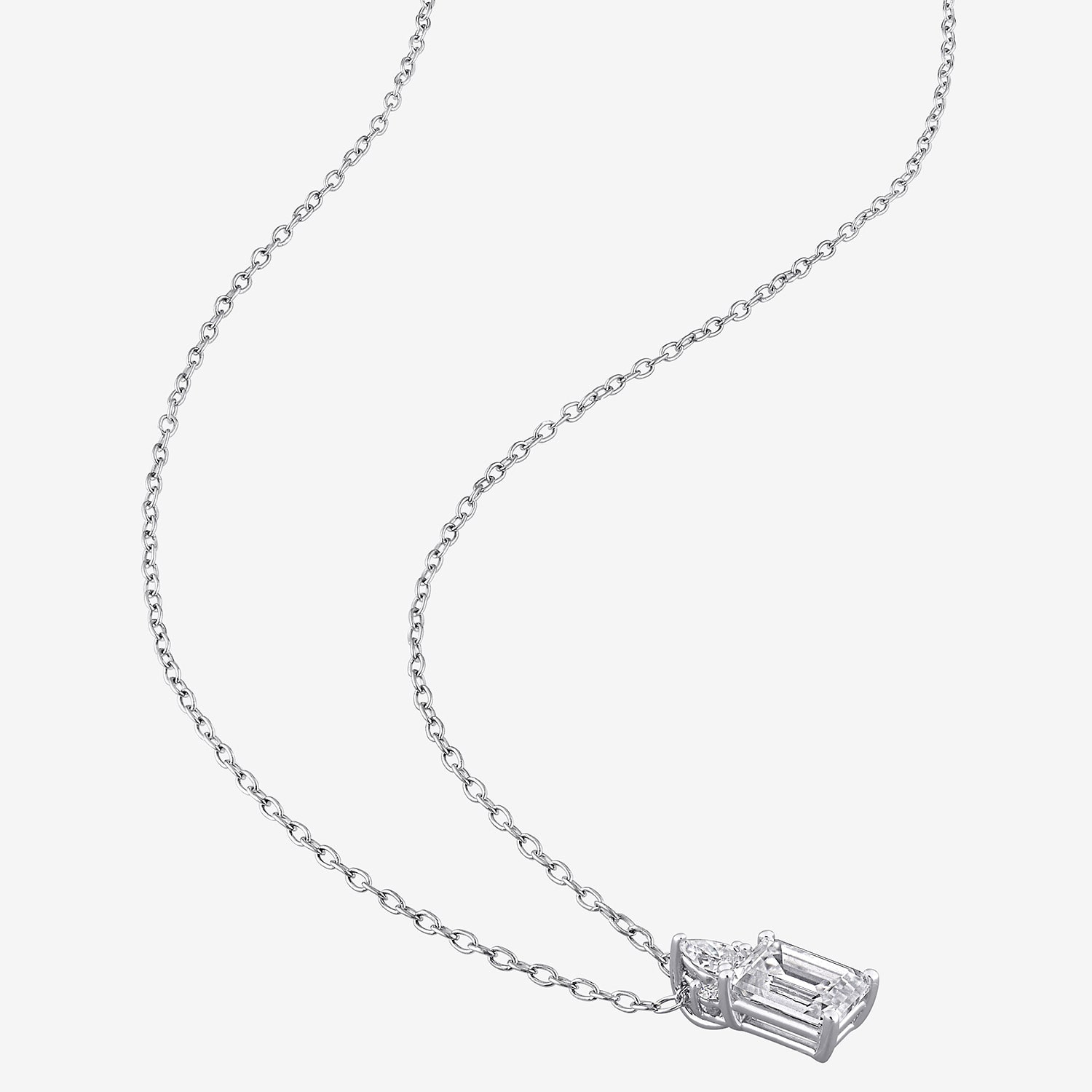 Womens Lab Created White Moissanite Sterling Silver 18 Inch Pendant Necklace