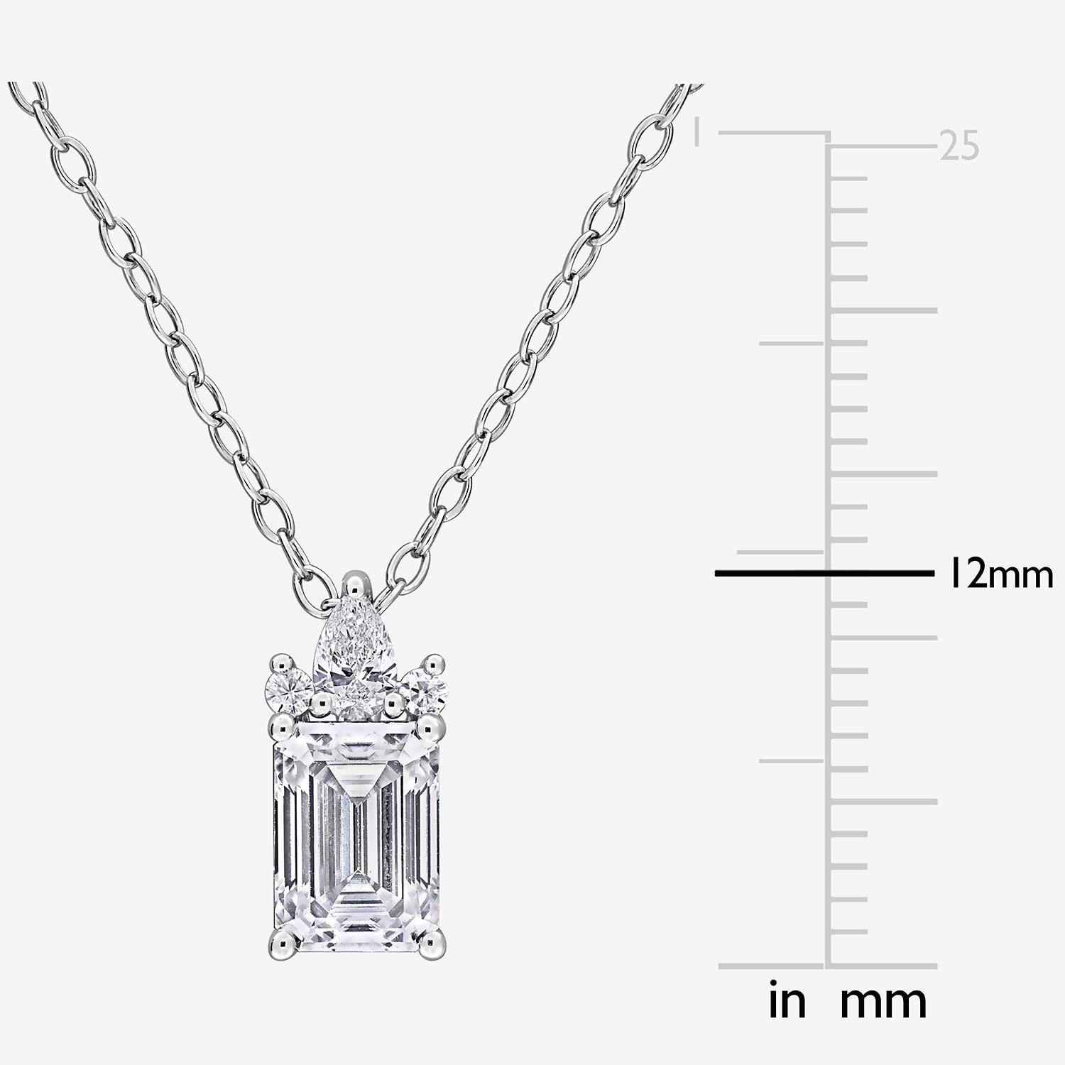 Womens Lab Created White Moissanite Sterling Silver 18 Inch Pendant Necklace