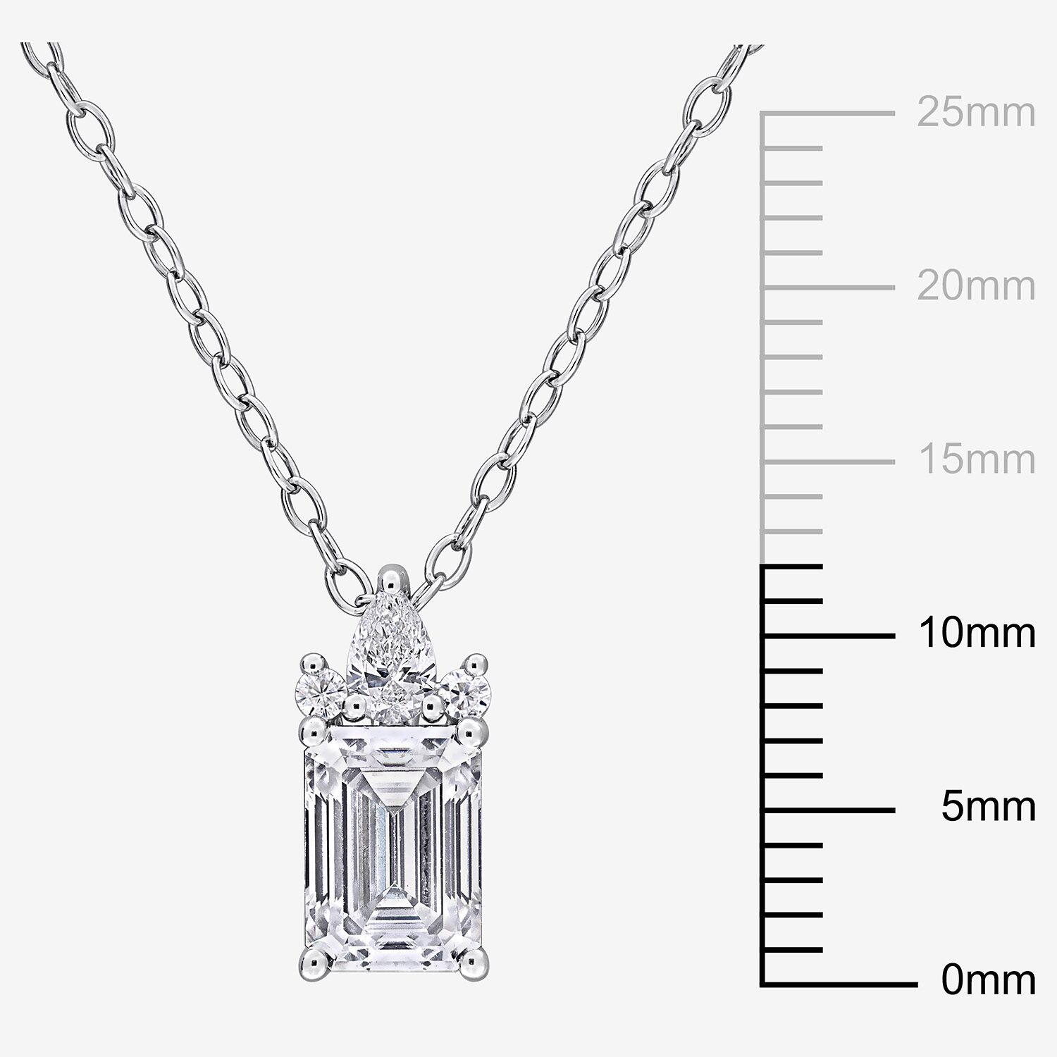 Womens Lab Created White Moissanite Sterling Silver 18 Inch Pendant Necklace