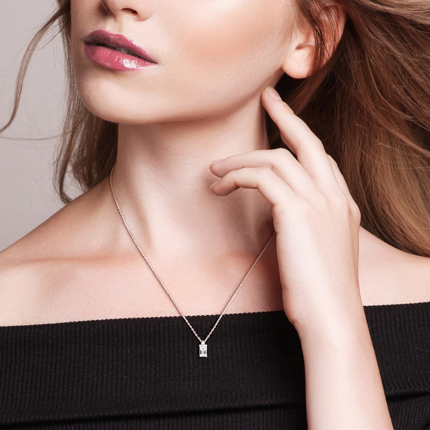 Womens Lab Created White Moissanite Sterling Silver 18 Inch Pendant Necklace