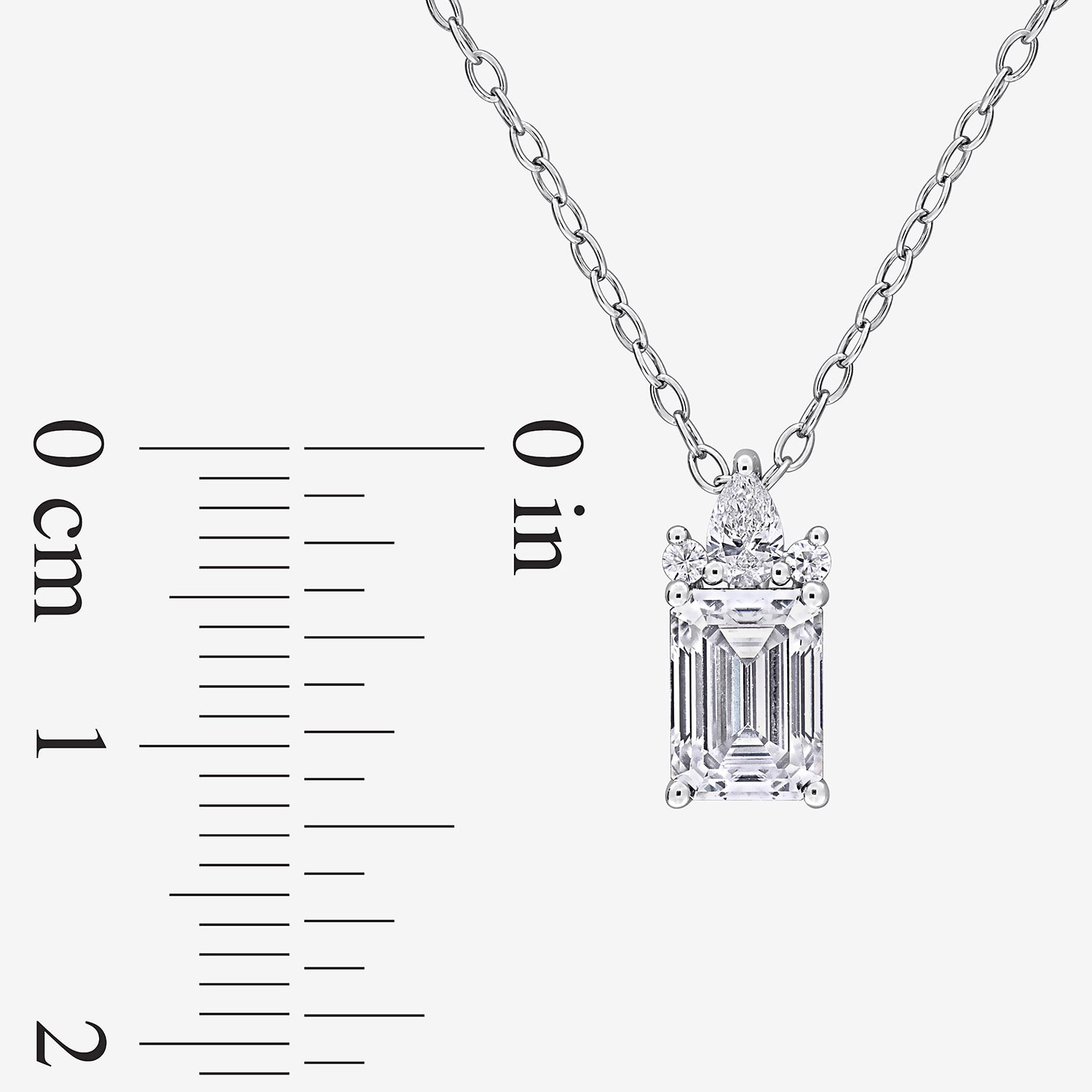 Womens Lab Created White Moissanite Sterling Silver 18 Inch Pendant Necklace