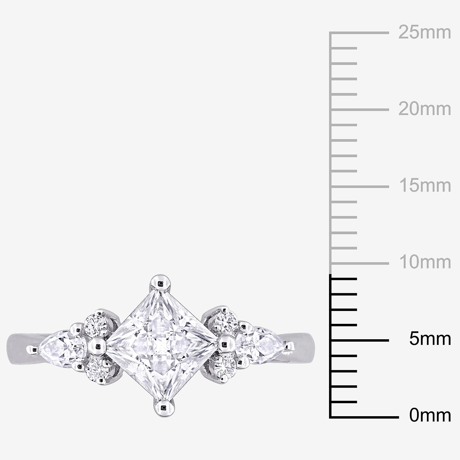 Womens Lab Created White Moissanite Sterling Silver Cocktail Ring