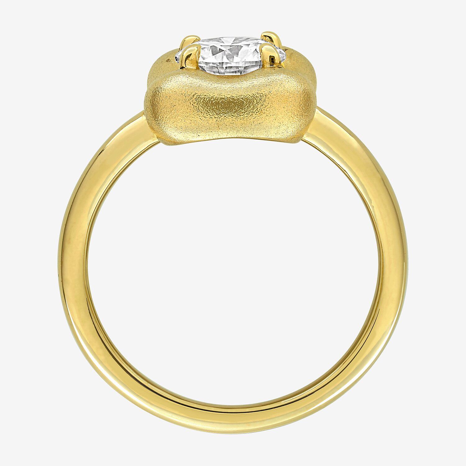 Womens Lab Created White Moissanite 18K Gold Over Silver Round Solitaire Cocktail Ring