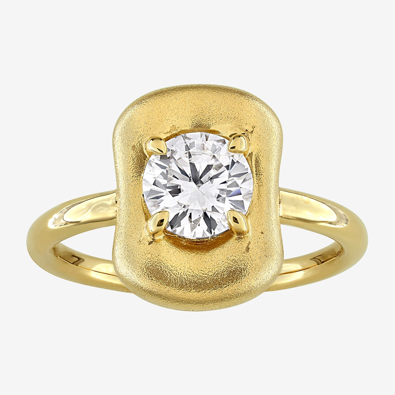 Womens Lab Created White Moissanite 18K Gold Over Silver Round Solitaire Cocktail Ring