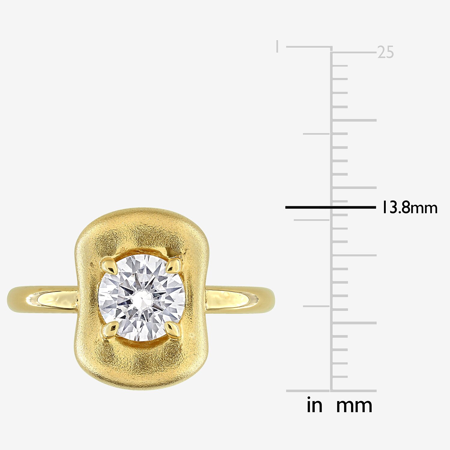 Womens Lab Created White Moissanite 18K Gold Over Silver Round Solitaire Cocktail Ring