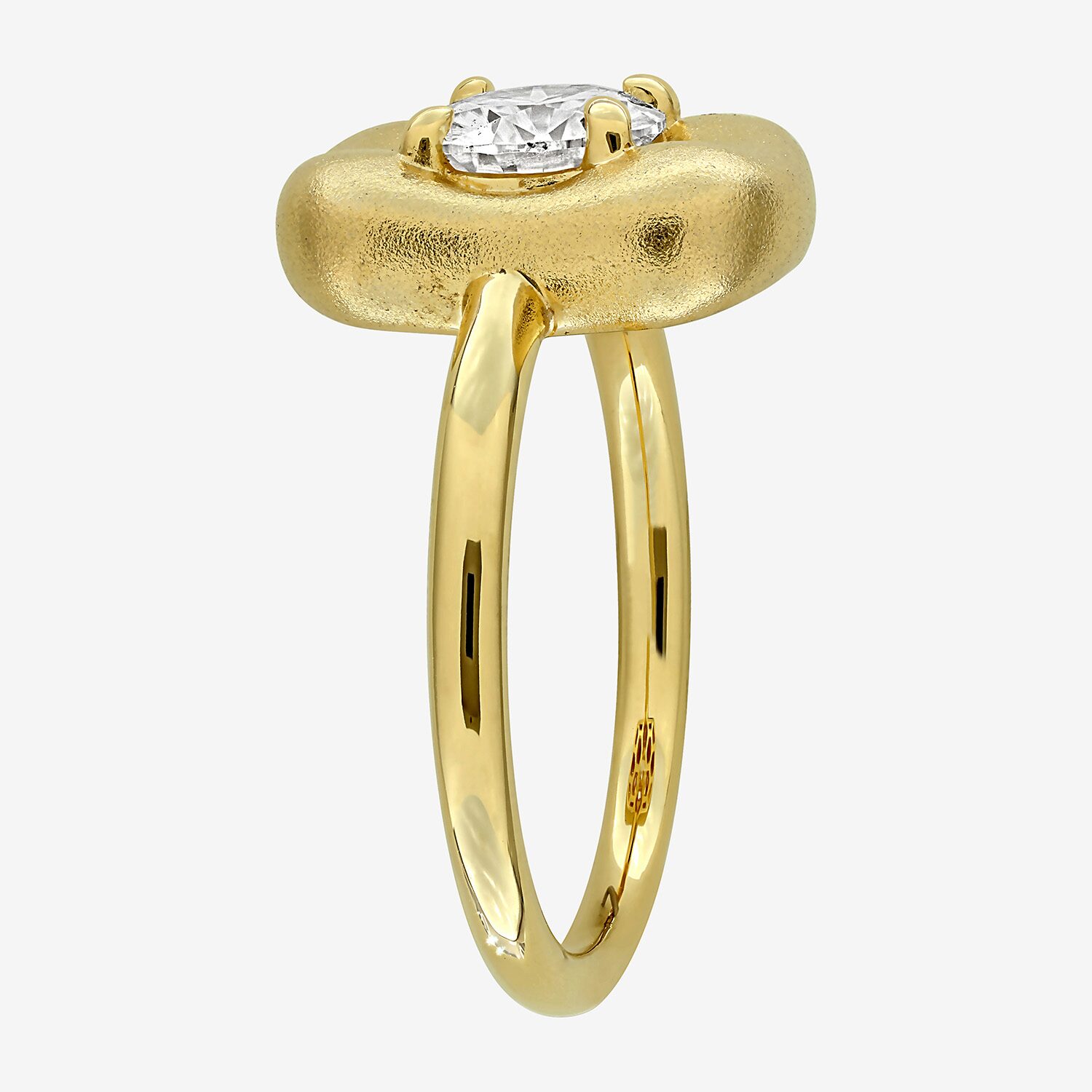 Womens Lab Created White Moissanite 18K Gold Over Silver Round Solitaire Cocktail Ring