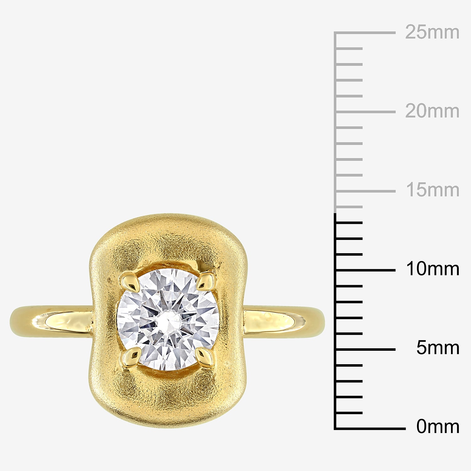Womens Lab Created White Moissanite 18K Gold Over Silver Round Solitaire Cocktail Ring