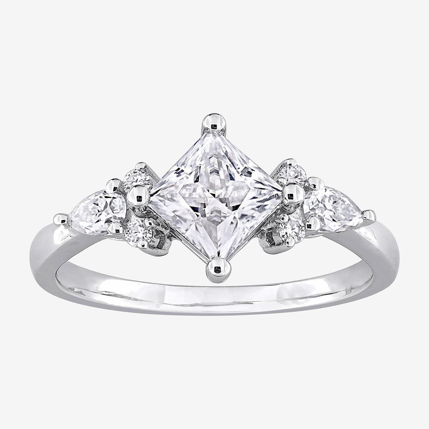 Womens Lab Created White Moissanite Sterling Silver Cocktail Ring