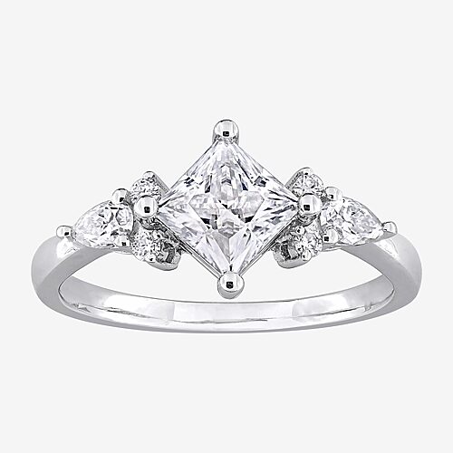 Womens Lab Created White Moissanite Sterling Silver Cocktail Ring, 9, White