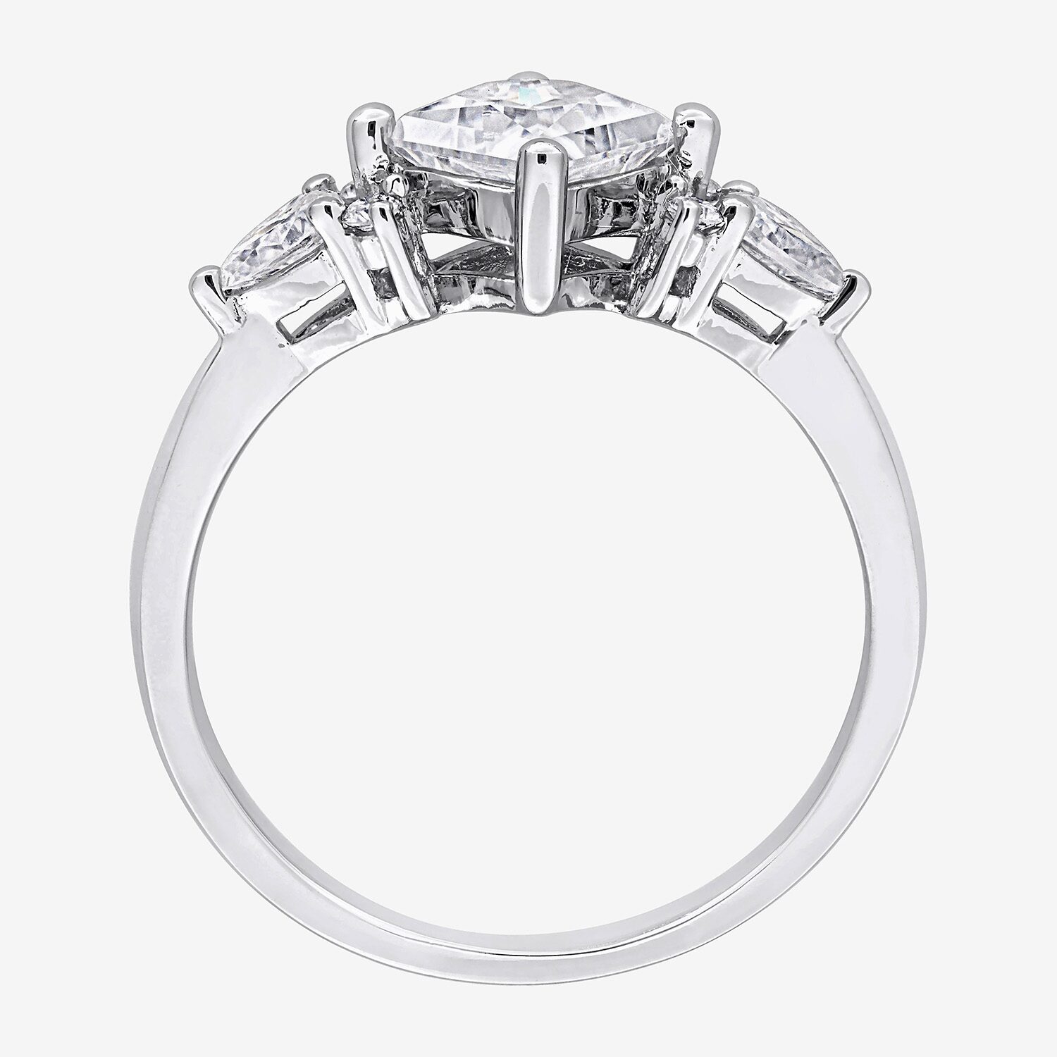 Womens Lab Created White Moissanite Sterling Silver Cocktail Ring
