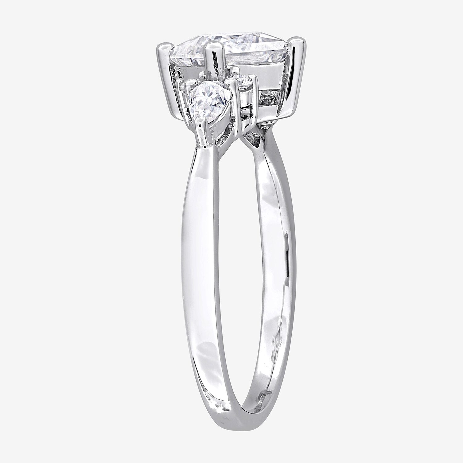 Womens Lab Created White Moissanite Sterling Silver Cocktail Ring