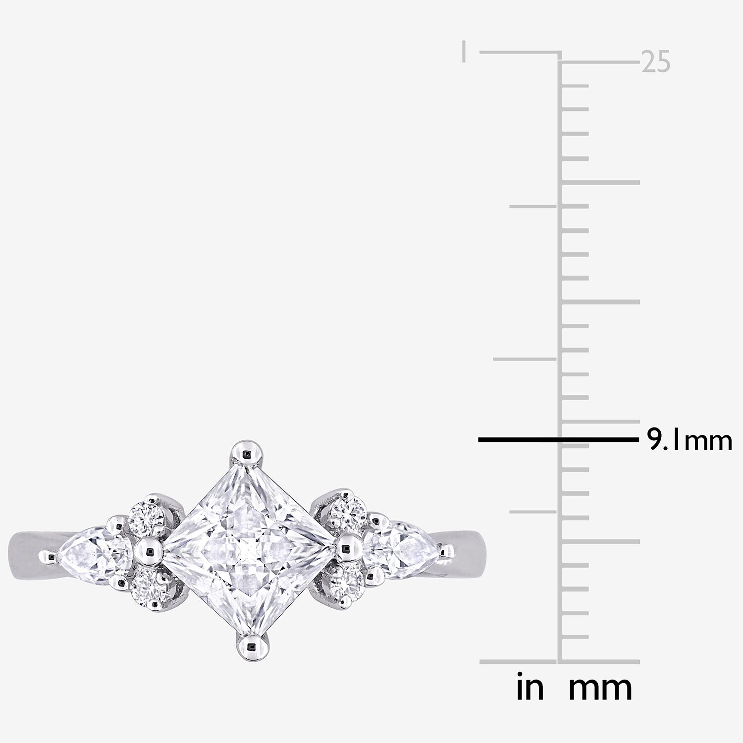 Womens Lab Created White Moissanite Sterling Silver Cocktail Ring