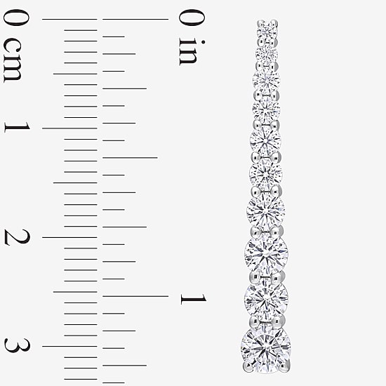 Womens Lab Created White Moissanite Sterling Silver Drop Earrings