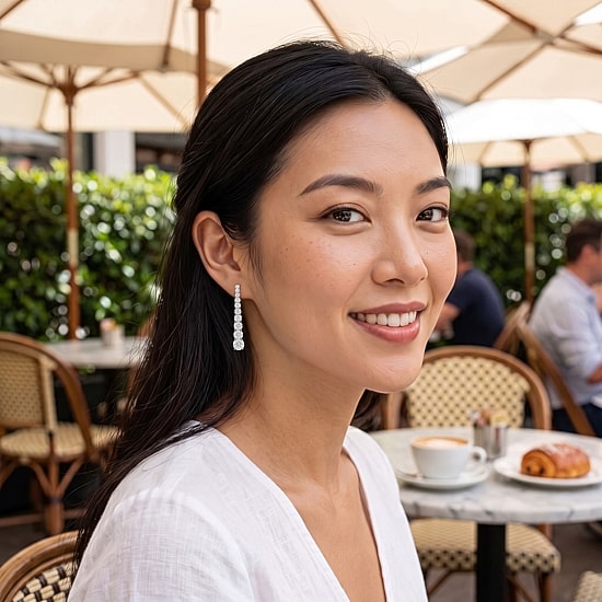 Womens Lab Created White Moissanite Sterling Silver Drop Earrings