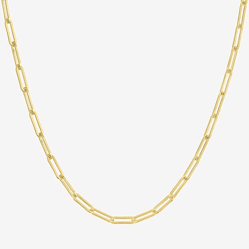 Charmed by Diamond Addiction Womens 14K Gold Over Silver 18 Inch Paperclip Chain Necklace, One Size, Yellow