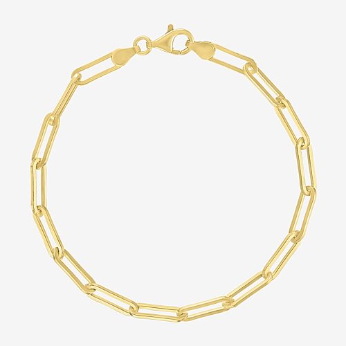 Charmed by Diamond Addiction Womens 14K Gold Over Silver 7.5 Inch Paperclip Chain Bracelet, One Size, Yellow