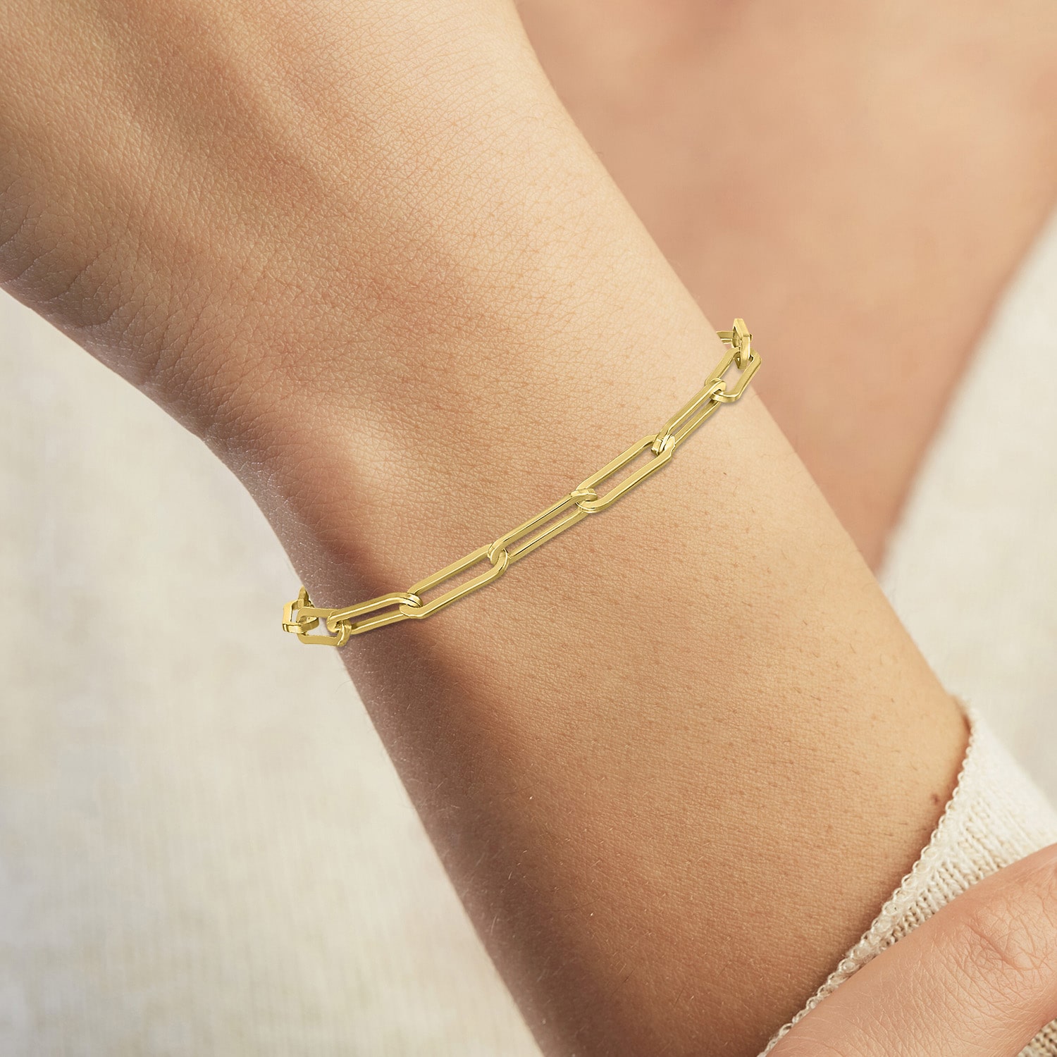 Charmed by Diamond Addiction Womens 14K Gold Over Silver 7.5 Inch Paperclip Chain Bracelet