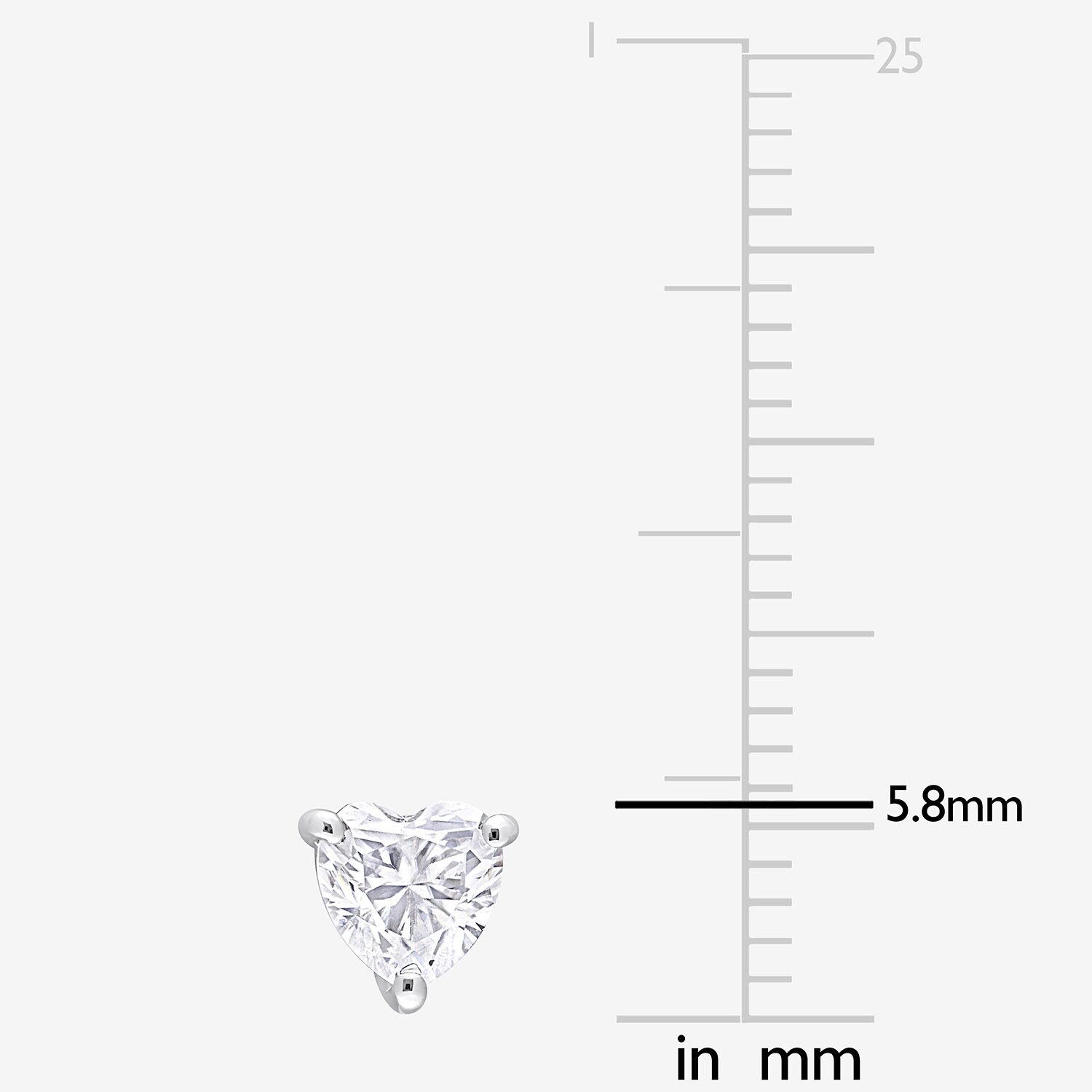Lab Created White Moissanite Sterling Silver 5.8mm Heart Stud Earrings
