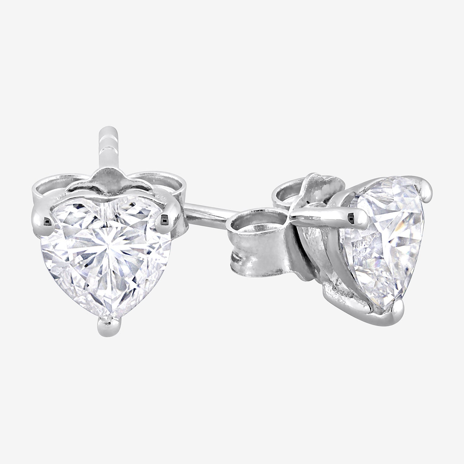 Lab Created White Moissanite Sterling Silver 5.8mm Heart Stud Earrings