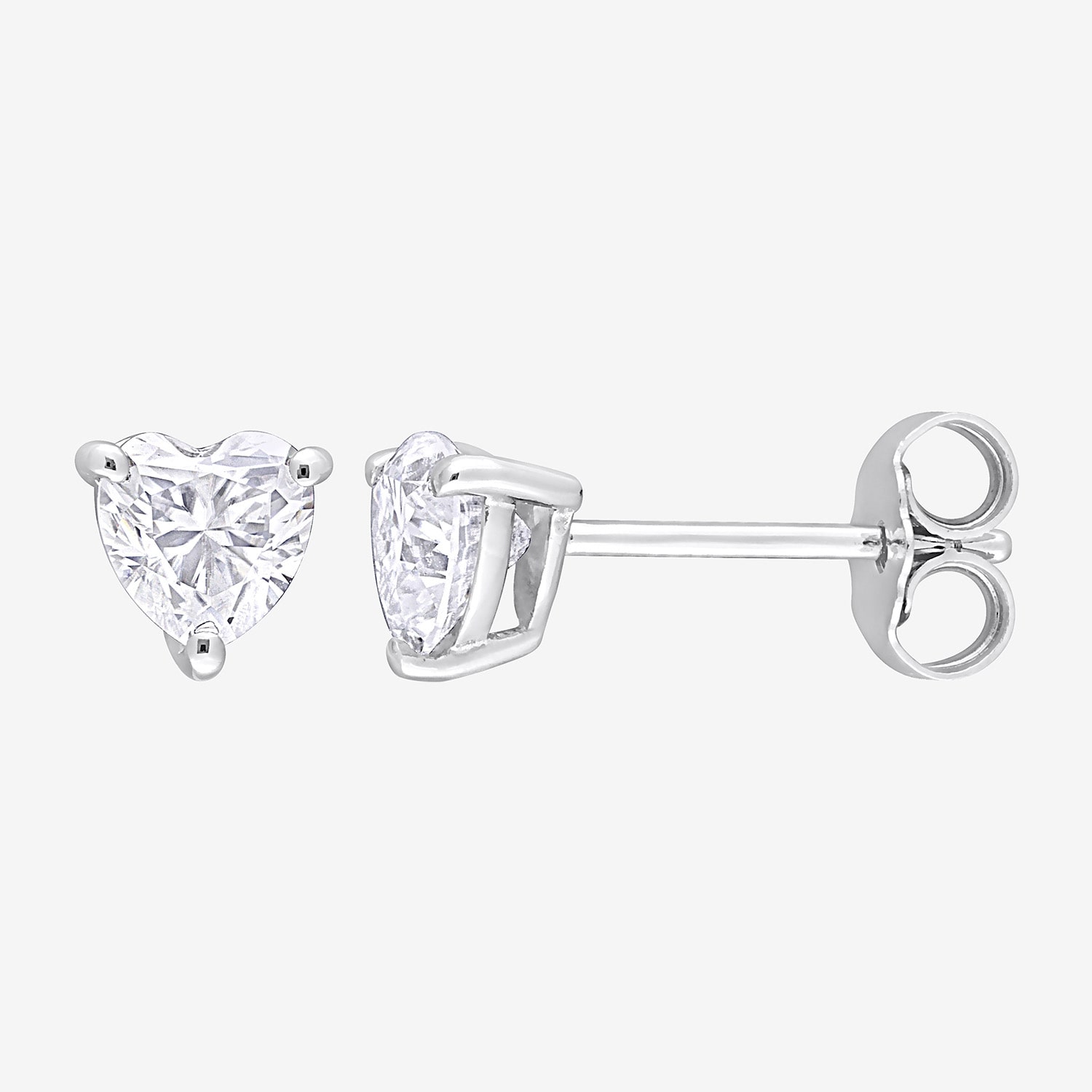 Lab Created White Moissanite Sterling Silver 5.8mm Heart Stud Earrings