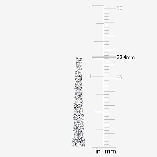 Womens Lab Created White Moissanite Sterling Silver Drop Earrings