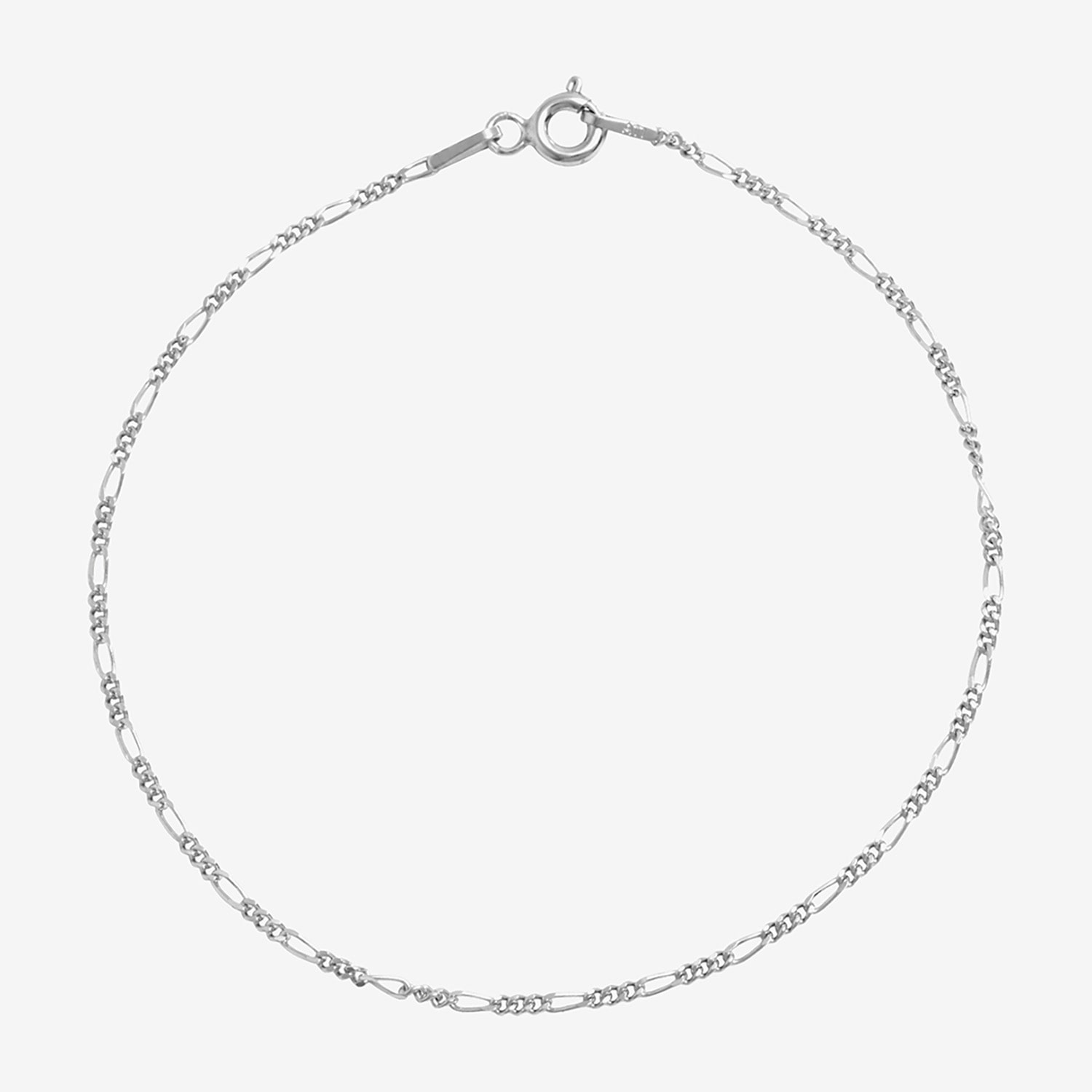 Silver Treasures Made in Italy Womens Sterling Silver Inch Solid Figaro Chain Bracelet