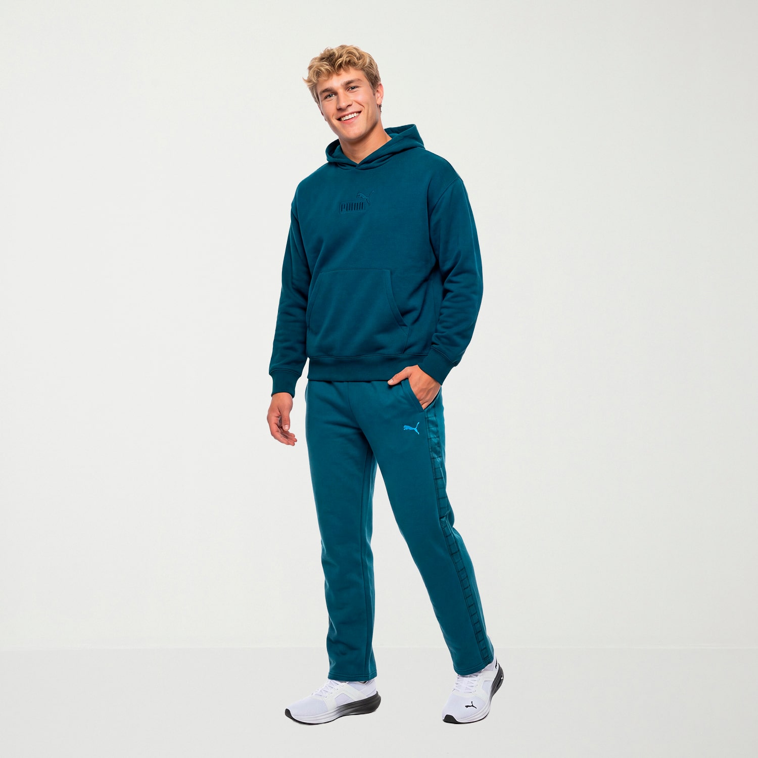 PUMA Mens Wide Leg Mid Rise Regular Fit Fleece Sweatpant