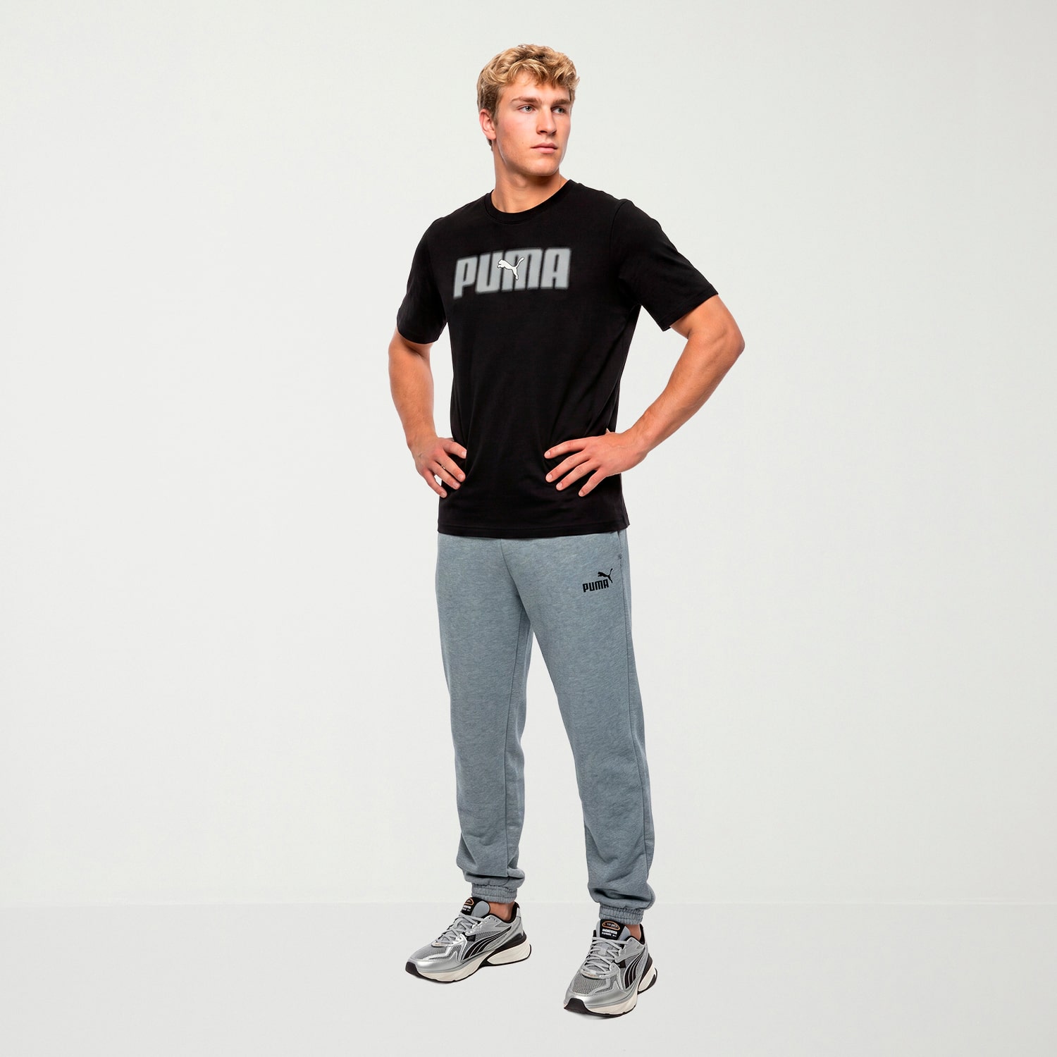 PUMA Sweatpants Mens Straight Mid Rise Regular Fit Fleece Active Jogger Pant